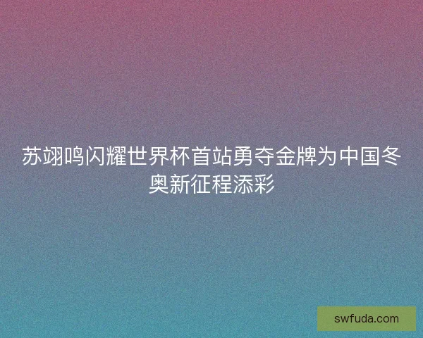 苏翊鸣闪耀世界杯首站勇夺金牌为中国冬奥新征程添彩